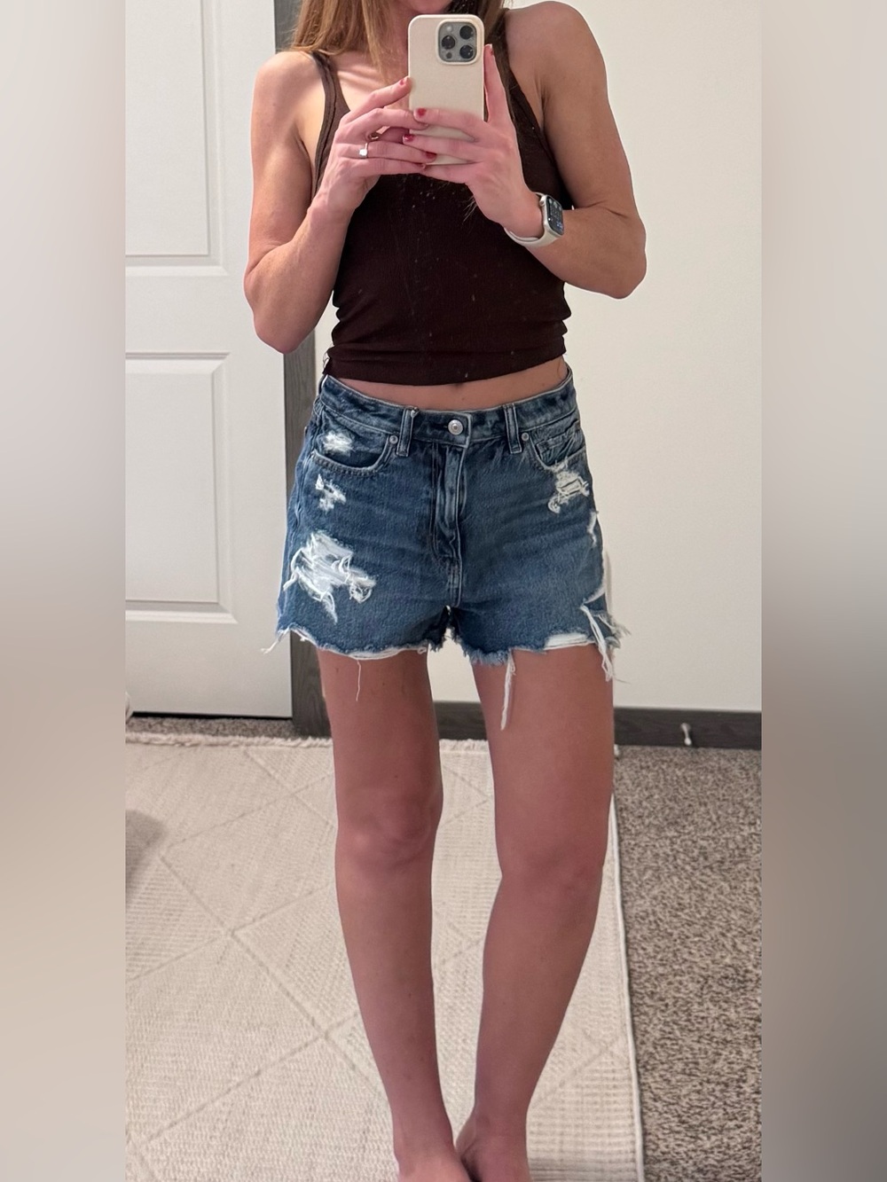 American Eagle Outfitters Distressed Blue Denim Jean Shorts